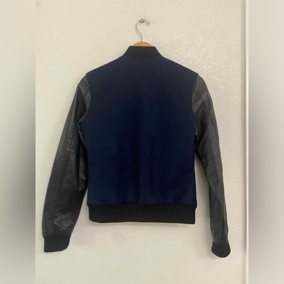 True Religion Richie Varsity Letterman Bomber Jacket Women's M | Black & Blue - Picture 5 of 16